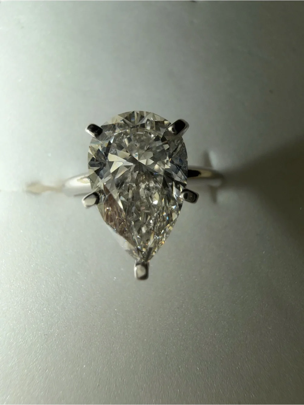 14kt white gold Pear Ring